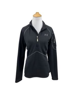 Under Armour Sweatshirt Women M Medium Black Gray Quarter Zip Long Sleeve Fleece